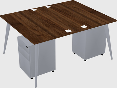 Shared rectangular office desk system