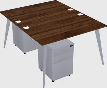 Shared rectangular office desk system