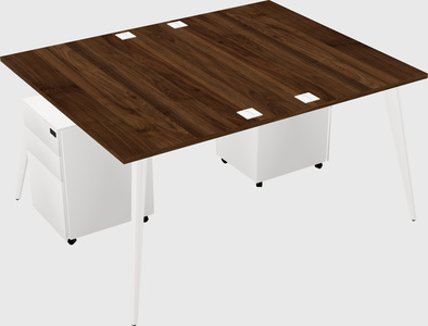 Shared rectangular office desk system
