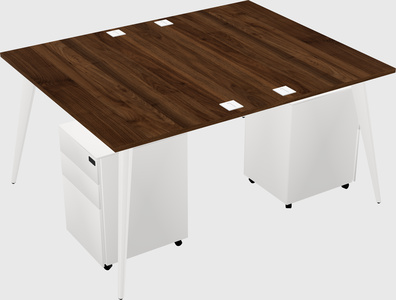 Shared rectangular office desk system