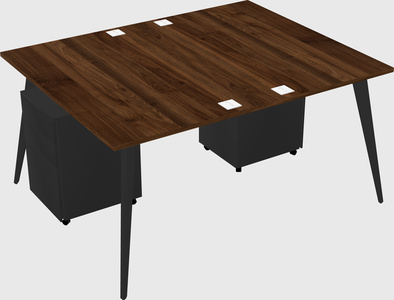 Shared rectangular office desk system