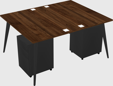 Shared rectangular office desk system