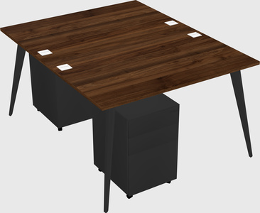Shared rectangular office desk system