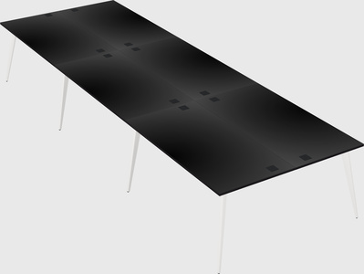 Shared rectangular office desk system