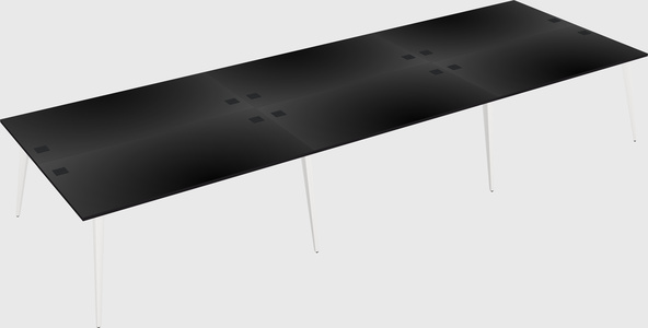 Shared rectangular office desk system