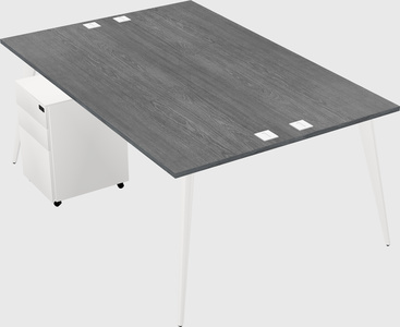 Shared rectangular office desk system
