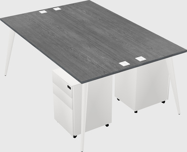 Shared rectangular office desk system