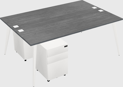 Shared rectangular office desk system