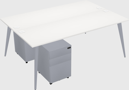 Shared rectangular office desk system