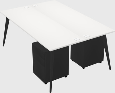 Shared rectangular office desk system