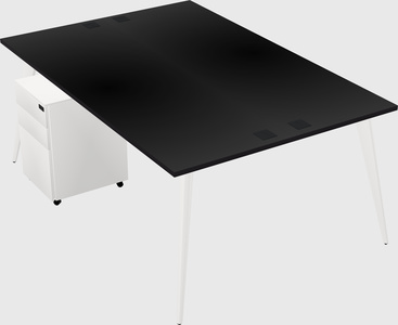 Shared rectangular office desk system