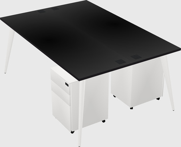 Shared rectangular office desk system