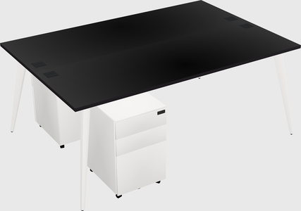 Shared rectangular office desk system