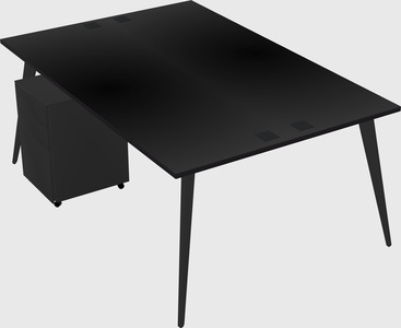 Shared rectangular office desk system