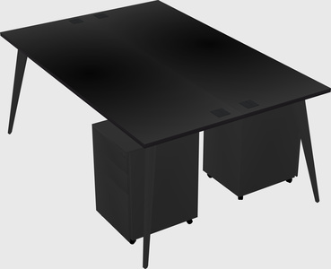 Shared rectangular office desk system