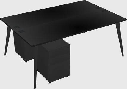 Shared rectangular office desk system