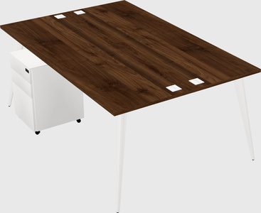 Shared rectangular office desk system