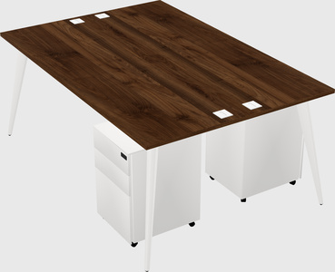 Shared rectangular office desk system