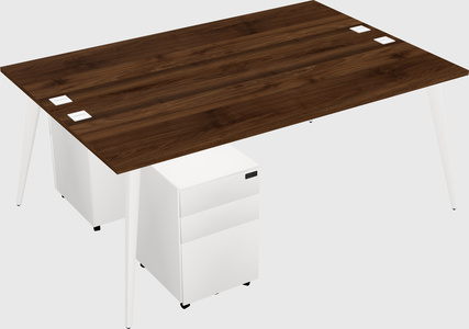 Shared rectangular office desk system