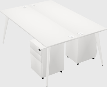 Shared rectangular office desk system