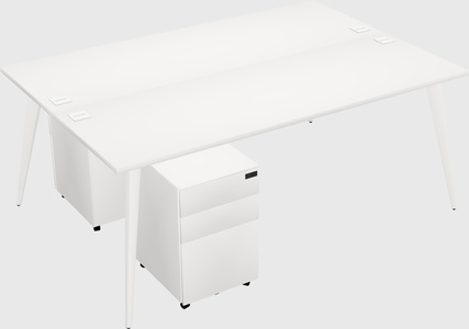 Shared rectangular office desk system