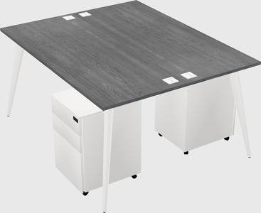 Shared rectangular office desk system