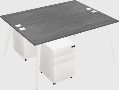Shared rectangular office desk system