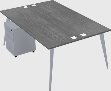 Shared rectangular office desk system