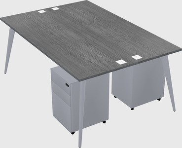 Shared rectangular office desk system