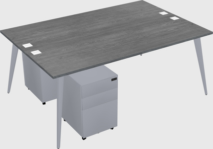 Shared rectangular office desk system