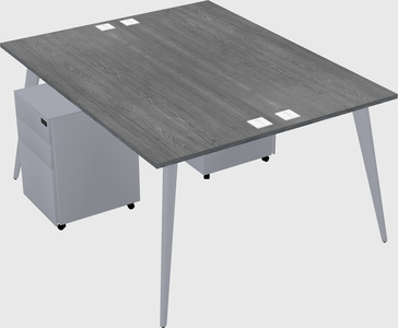 Shared rectangular office desk system