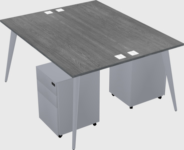 Shared rectangular office desk system