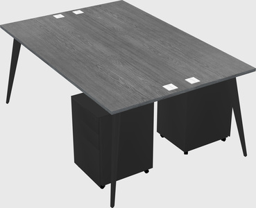 Shared rectangular office desk system