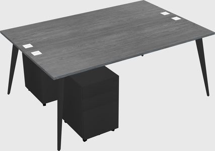 Shared rectangular office desk system