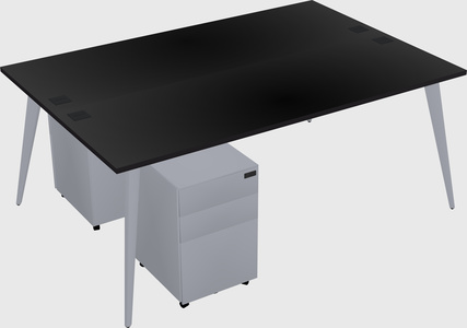 Shared rectangular office desk system