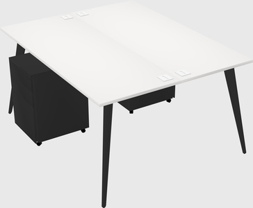 Shared rectangular office desk system