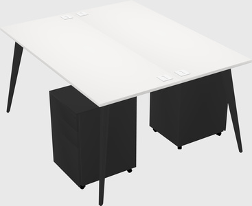 Shared rectangular office desk system