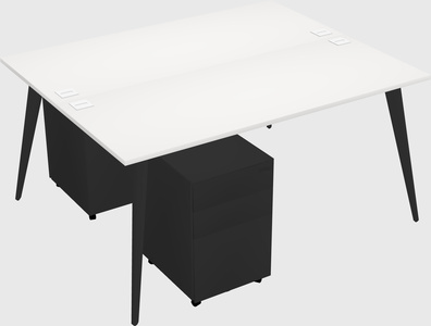 Shared rectangular office desk system