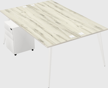 Shared rectangular office desk system