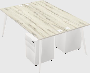 Shared rectangular office desk system