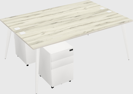 Shared rectangular office desk system