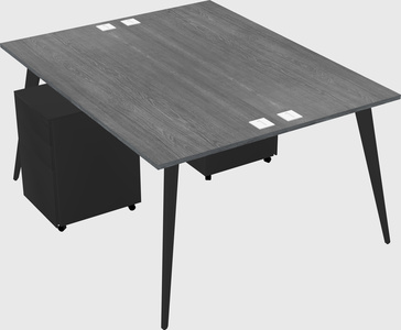 Shared rectangular office desk system