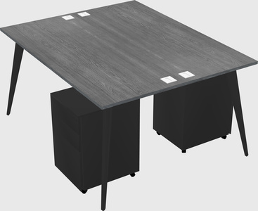 Shared rectangular office desk system