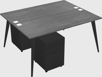 Shared rectangular office desk system