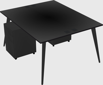 Shared rectangular office desk system