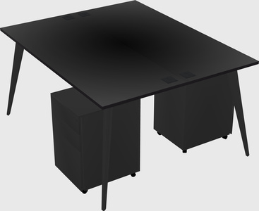 Shared rectangular office desk system