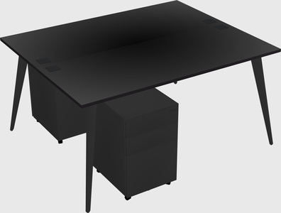 Shared rectangular office desk system
