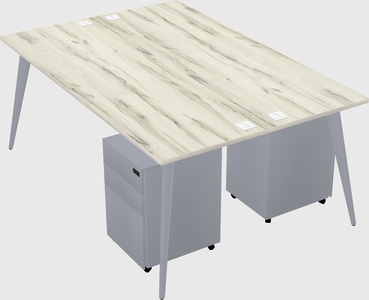 Shared rectangular office desk system