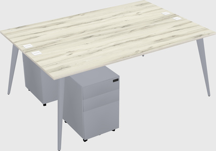 Shared rectangular office desk system