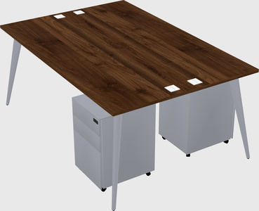 Shared rectangular office desk system